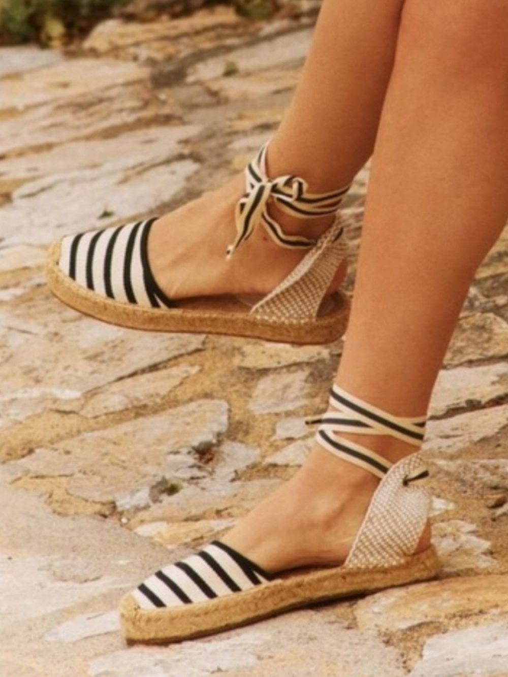 J.Crew Striped Lace-Up D'Orsay Espadrille Sandals Size 8.5